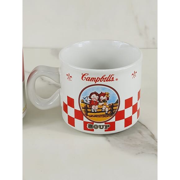 Campbell's Soup Cup Coffee Mug Teacup 10oz 8oz Porcelain 2000 Kids x2 Vintage - Picture 4 of 16